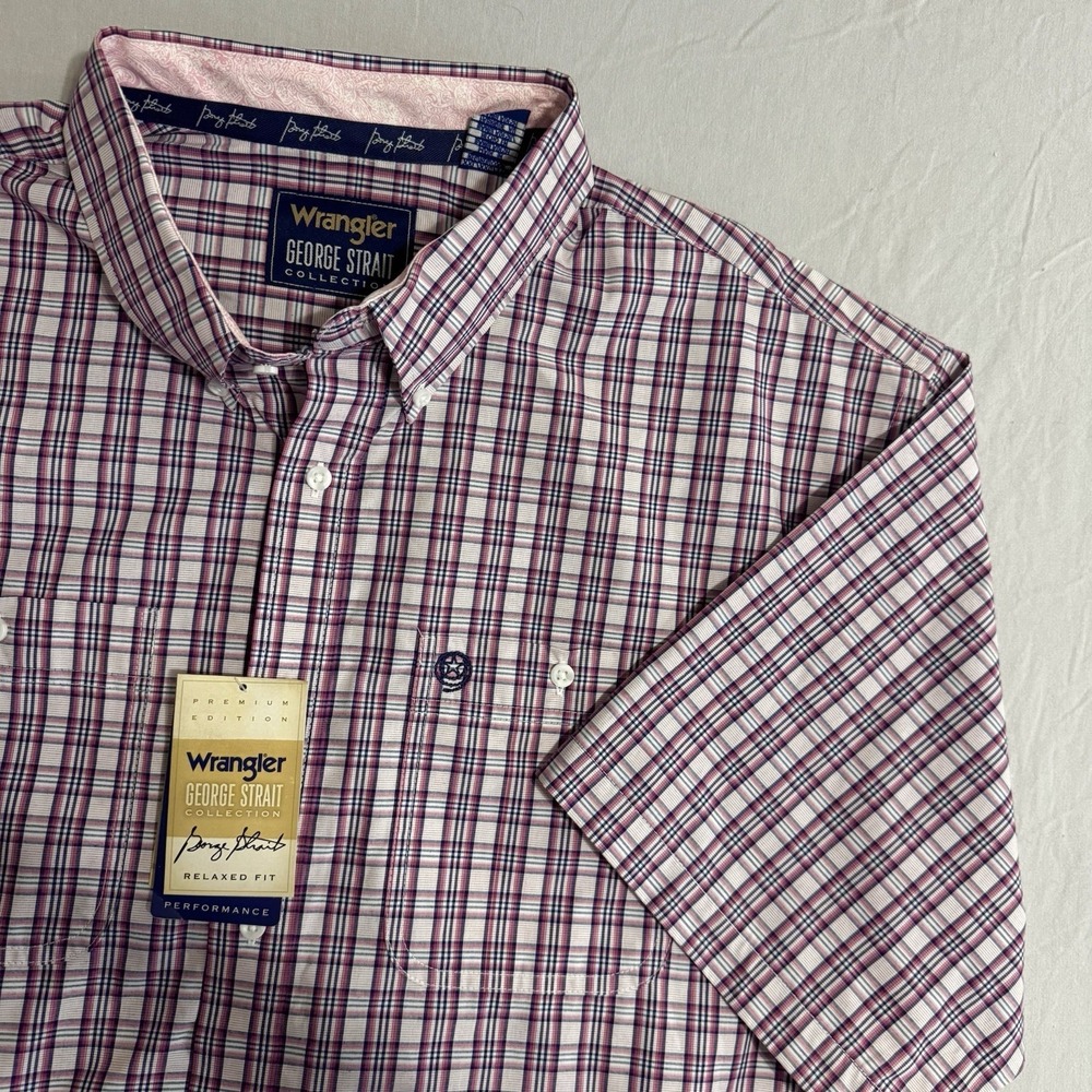 Wrangler George Strait Relaxed Fit Plaid Performance Shirt Mens XXL